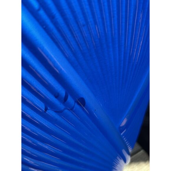 Art Deco Draped Ribbed Pleated Royal Cobalt Blue Glass Vase Vintage Iridescent - Picture 6 of 16